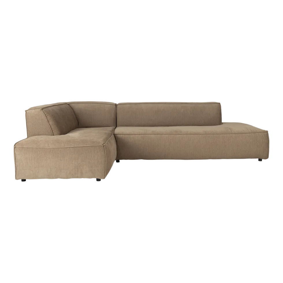 Canapé d'angle gauche en polyester côtelé caramel 308x188cm Fat Freddy - Zuiver