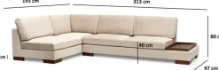 Canapé d'angle gauche en tissu beige avec pouf 193x313x97cm Tulip corner - Home Design