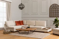 Canapé d'angle gauche en tissu beige 193x313x97cm Tulip corner - Home Design