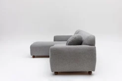 Canapé d'angle gauche en tissu gris chiné 273x93x86cm Eddy - Home Design
