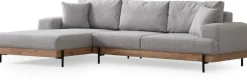 Canapé d'angle gauche en tissu gris et bois 280x98x78cm Eti - Home Design