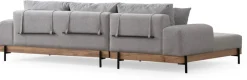 Canapé d'angle gauche en tissu gris et bois 280x98x78cm Eti - Home Design