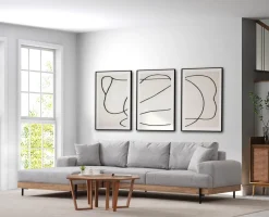 Canapé d'angle gauche en tissu gris et bois 280x98x78cm Eti - Home Design