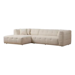 Canapé d'angle gauche 3 places en tissu blanc 100x300x72cm Cady - Home Design