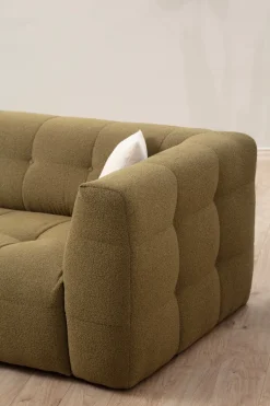 Canapé d'angle gauche 3 places en tissu kaki 100x300x72cm Cady - Home Design