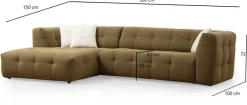 Canapé d'angle gauche 3 places en tissu kaki 100x300x72cm Cady - Home Design