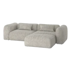 Canapé d'angle 3 places en polyester clay grey mélange Yaro - noo.ma