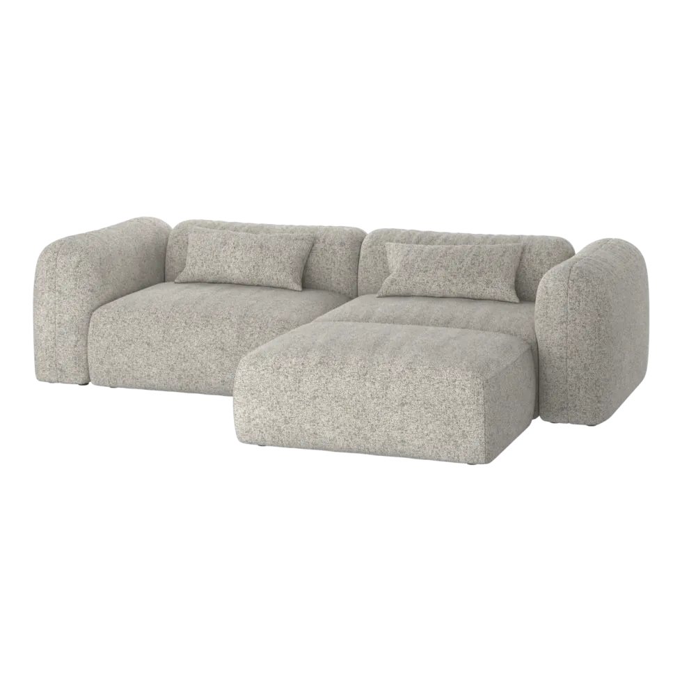 Canapé d'angle 3 places en polyester clay grey mélange Yaro - noo.ma