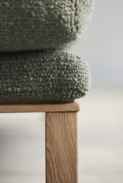 Canapé d'angle 3 unités avec méridienne tissu monza bouclé vert sea et noyer huilé Cosy - Bolia