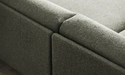 Canapé d'angle 3 unités avec méridienne tissu monza bouclé vert sea et noyer huilé Cosy - Bolia
