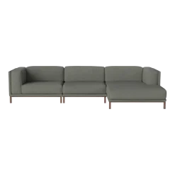 Canapé d'angle 3 unités avec méridienne tissu monza bouclé vert sea et noyer huilé Cosy - Bolia