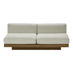 Canapé deux places en bois cognac et coussins blancs os 193 x 115 x 72 cm Rudolph - Serax