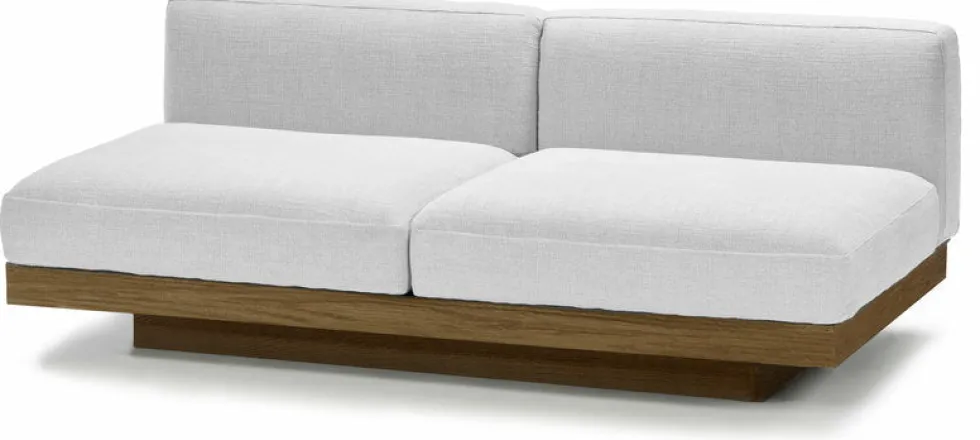 Canapé deux places en bois cognac et coussins blancs 193 x 115 x 72 cm Rudolph - Serax