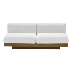 Canapé deux places en bois cognac et coussins blancs 193 x 115 x 72 cm Rudolph - Serax