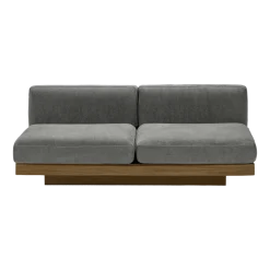 Canapé deux places en bois cognac et coussins fumée 193 x 115 x 72 cm Rudolph - Serax