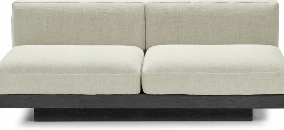 Canapé deux places en bois noir et coussins beige 193 x 115 x 72 cm Rudolph - Serax
