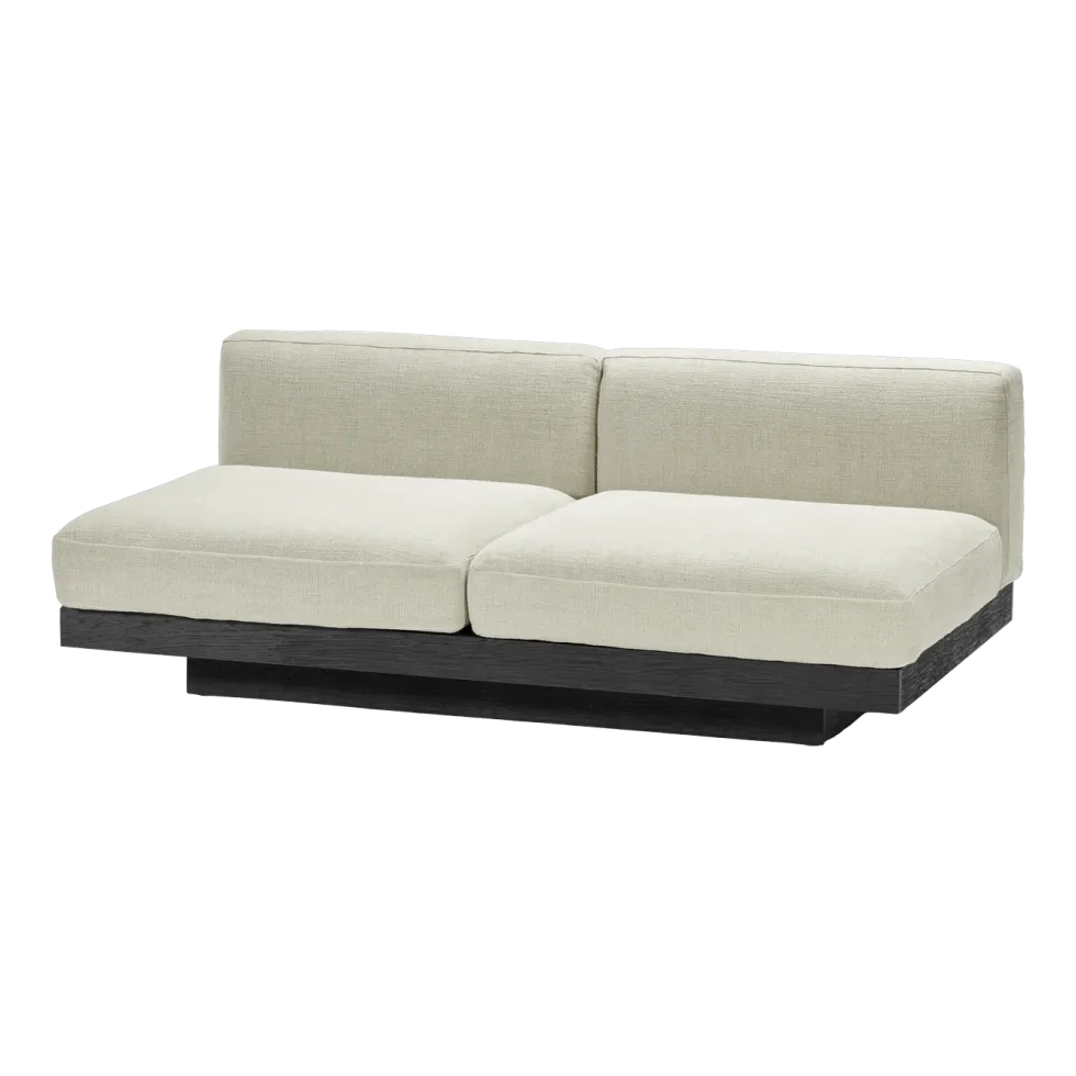 Canapé deux places en bois noir et coussins beige 193 x 115 x 72 cm Rudolph - Serax