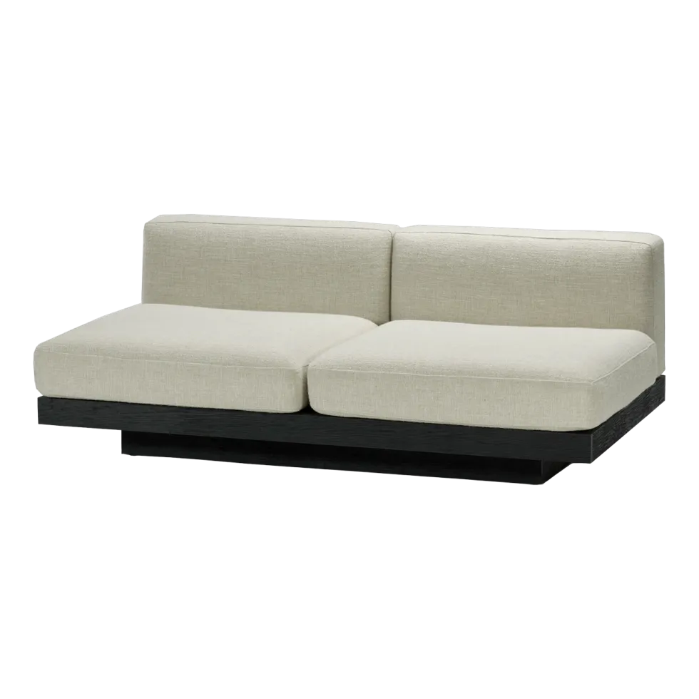 Canapé deux places en bois noir et coussins blancs os 193 x 115 x 72 cm Rudolph - Serax