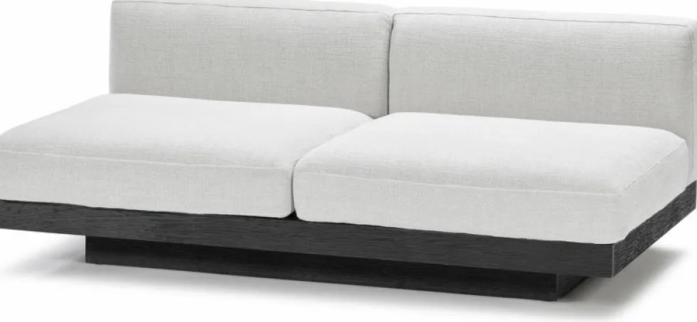 Canapé deux places en bois noir et coussins blancs 193 x 115 x 72 cm Rudolph - Serax