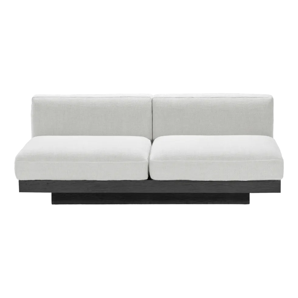 Canapé deux places en bois noir et coussins blancs 193 x 115 x 72 cm Rudolph - Serax