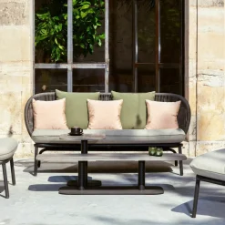 Canapé d'extérieur Amande avec set de coussins vert et blush Kodo - Vincent Sheppard