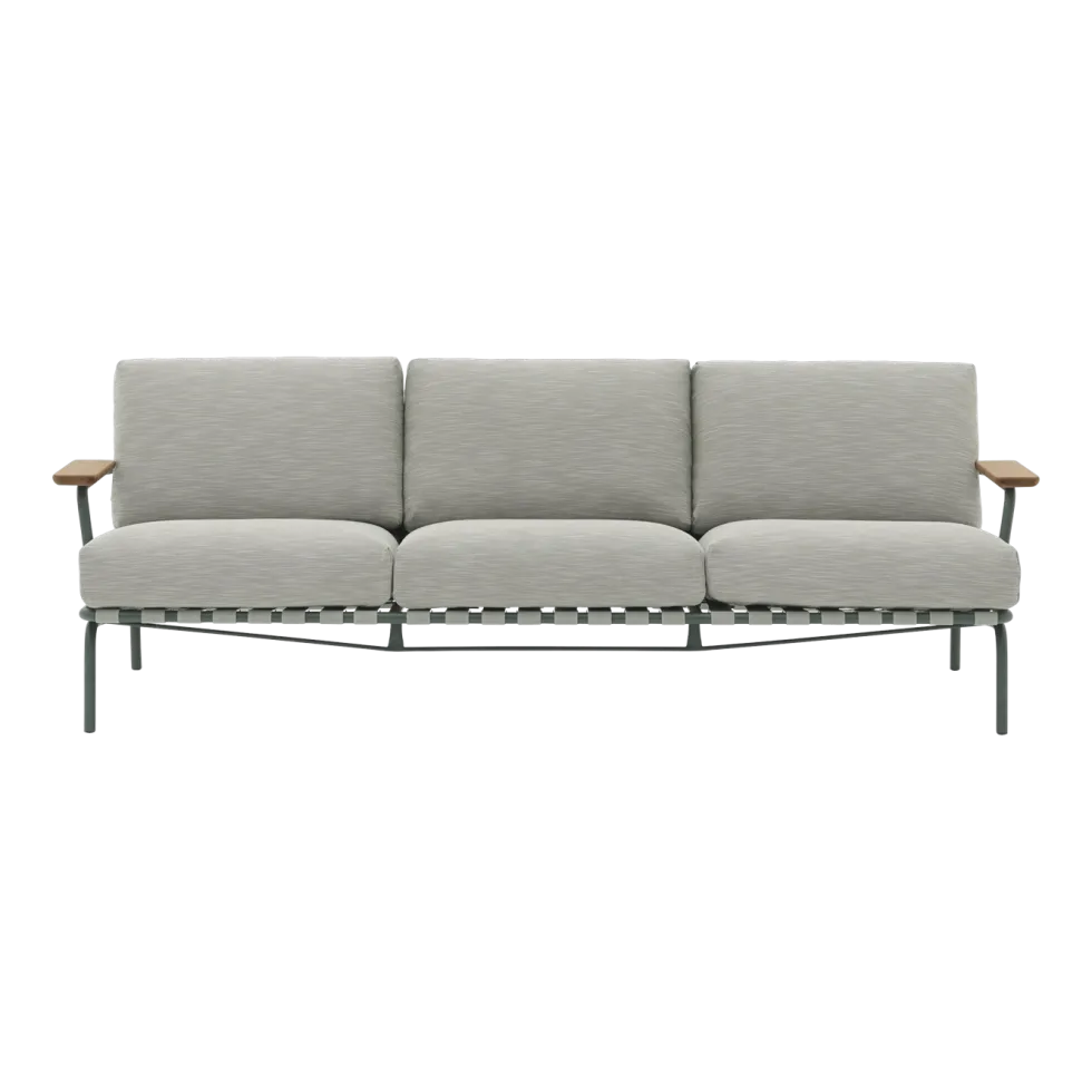 Canapé d'extérieur en acier et tissu vert-gris 73x218,5cm Settle - Muuto