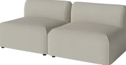Canapé d'extérieur lounge deux sièges en tissu sand brezza et chêne huilé Arke - Bolia