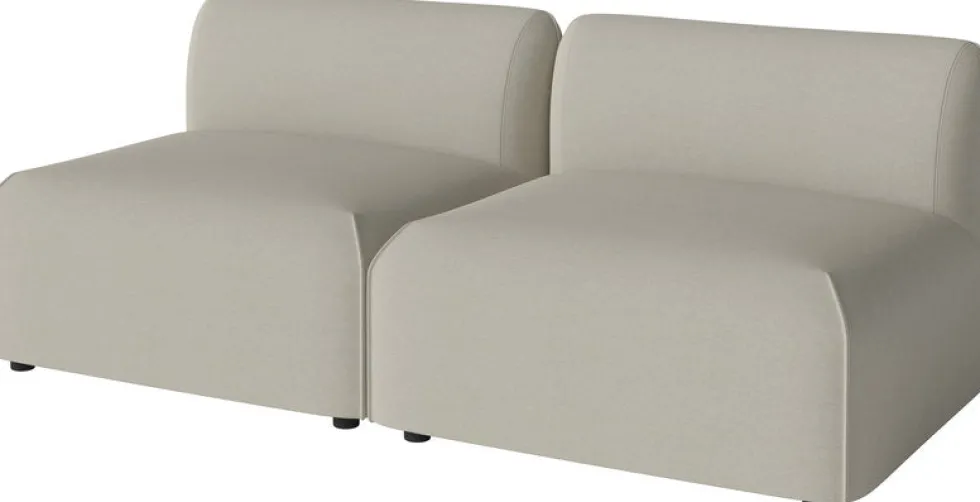 Canapé d'extérieur lounge deux sièges en tissu sand brezza et chêne huilé Arke - Bolia