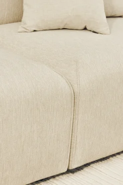 Canapé d'extérieur lounge trois sièges en tissu sand brezza et chêne huilé Arke - Bolia