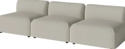 Canapé d'extérieur lounge trois sièges en tissu sand brezza et chêne huilé Arke - Bolia