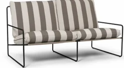 Canapé d'extérieur 2 places en vinyl rayé et acier noir 78 x 93 cm Desert Stripe - Ferm Living