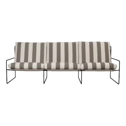 Canapé d'extérieur 3 places en vinyl rayé et acier noir 78 x 93 cm Desert Stripe - Ferm Living