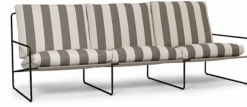Canapé d'extérieur 3 places en vinyl rayé et acier noir 78 x 93 cm Desert Stripe - Ferm Living