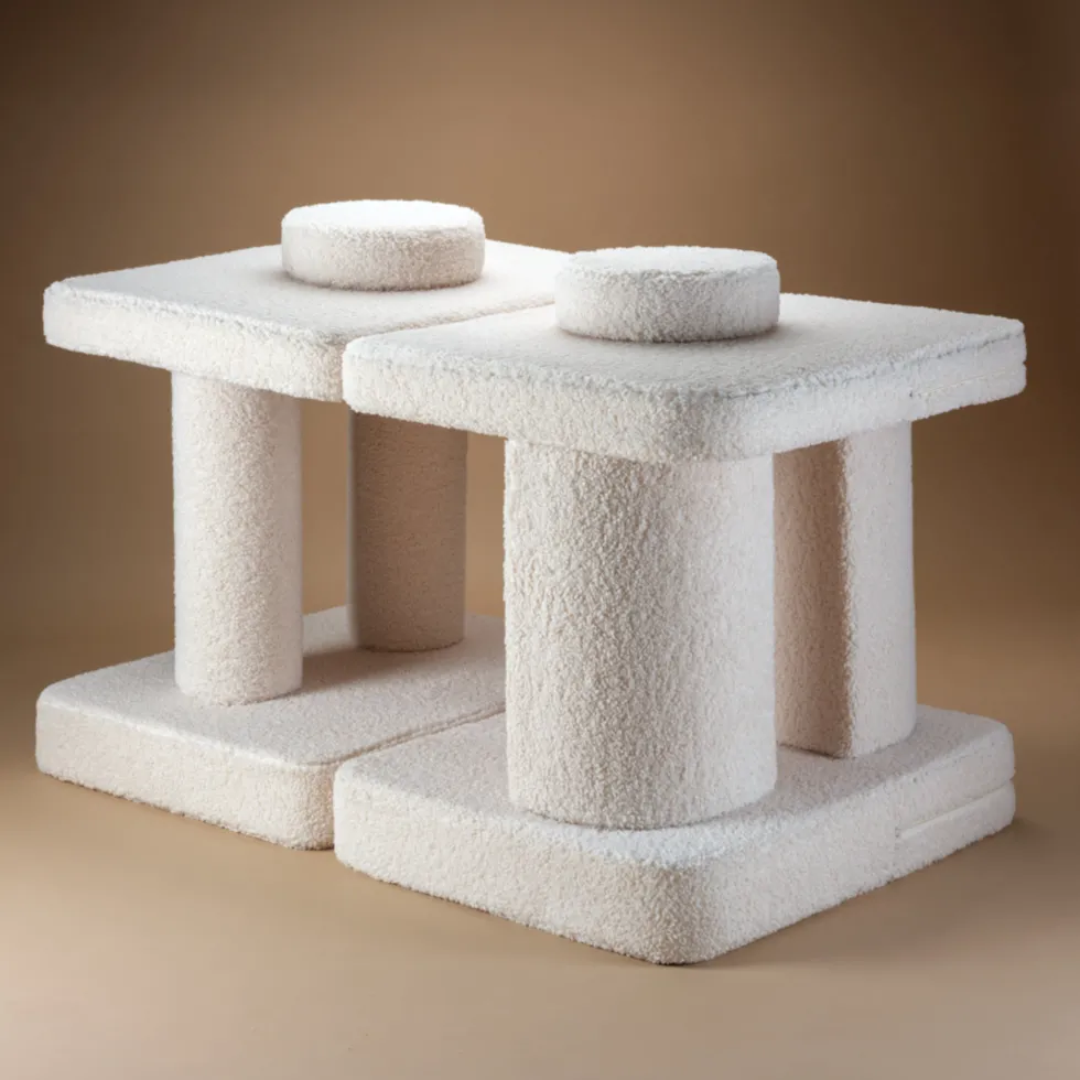 Canapé dépliable en sherpa bouclé blanc 136x78x40cm Settle - Wigiwama