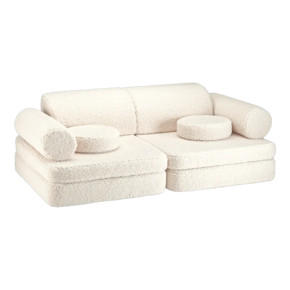 Canapé dépliable en sherpa bouclé blanc 136x78x40cm Settle - Wigiwama