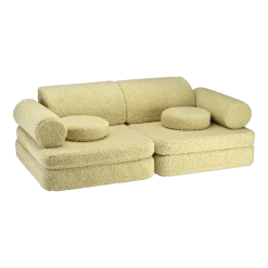 Canapé dépliable en sherpa bouclé matcha 136x78x40cm Settle - Wigiwama