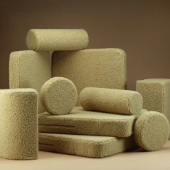 Canapé dépliable en sherpa bouclé matcha 136x78x40cm Settle - Wigiwama