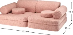 Canapé dépliable en sherpa bouclé rose 136x78x40cm Settle - Wigiwama