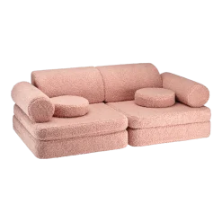 Canapé dépliable en sherpa bouclé rose 136x78x40cm Settle - Wigiwama