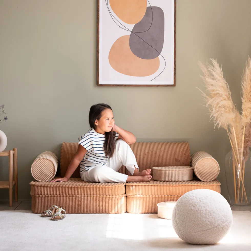 Canapé dépliable en velours côtelé toffee 136x78x40cm Settle - Wigiwama