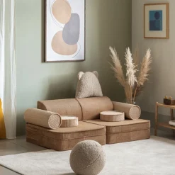 Canapé dépliable en velours côtelé toffee 136x78x40cm Settle - Wigiwama