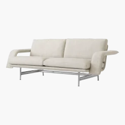 Canapé droit en tissu beige et acier chromé 194x85x70cm Meantime AV30 - &tradition