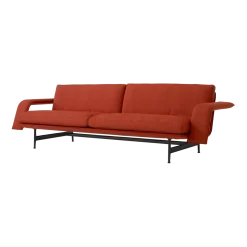 Canapé droit en tissu rouge et acier noir 237x85x70cm Meantime AV31 - &tradition