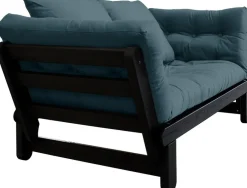 Canapé en bois noir convertible 2 places bleu petrol Beat - Karup Design
