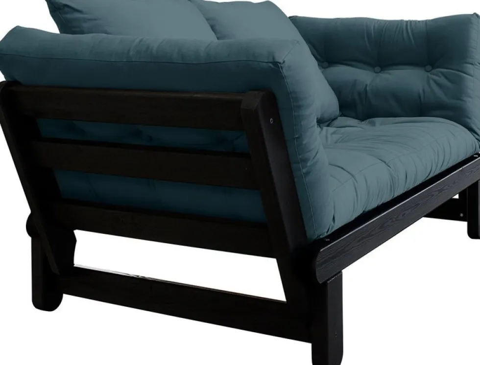 Canapé en bois noir convertible 2 places bleu petrol Beat - Karup Design