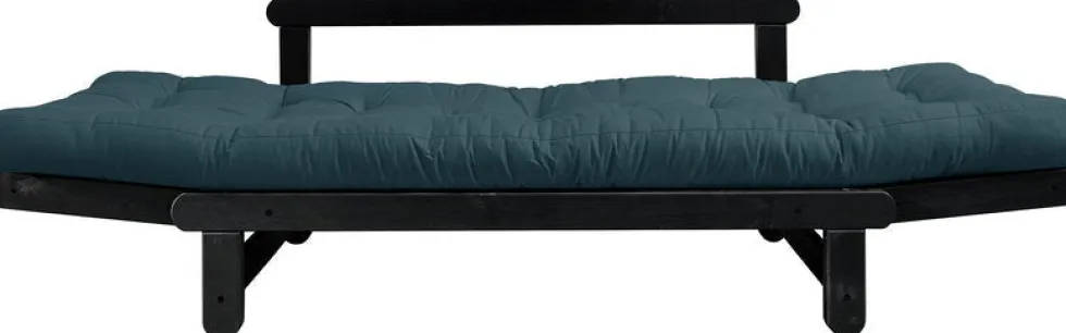 Canapé en bois noir convertible 2 places bleu petrol Beat - Karup Design
