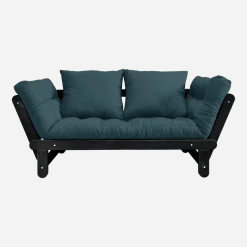 Canapé en bois noir convertible 2 places bleu petrol Beat - Karup Design