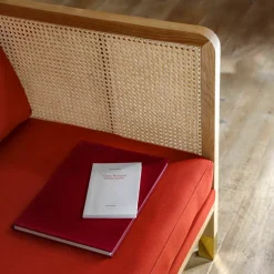 Canapé en bois noir et tissu beige Cannage 210 - RED Edition
