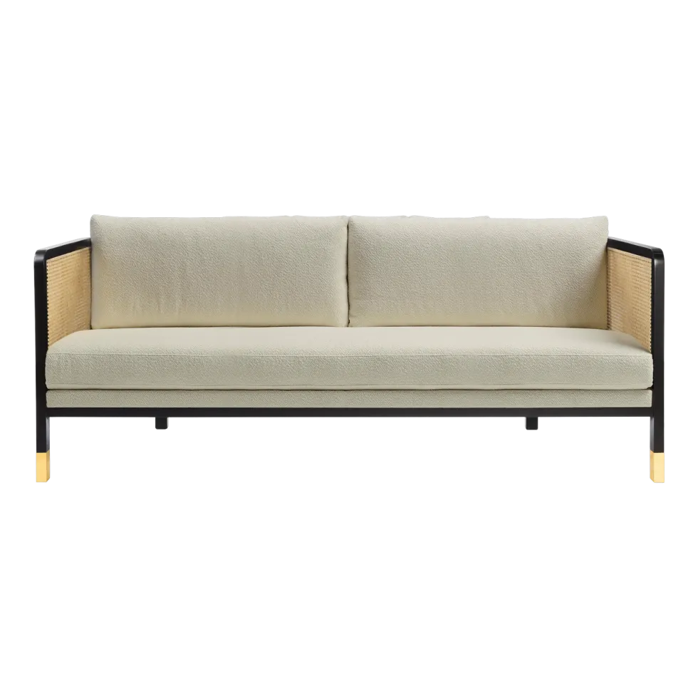 Canapé en bois noir et tissu beige Cannage 210 - RED Edition