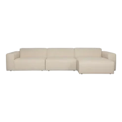 Canapé en polyester beige avec méridienne à droite 350x70x41cm Milka - Zuiver